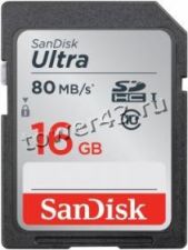 Память SDHC 16Gb SANDISK Ultra, 80MB/s,class10 UHS-I Retail Купить