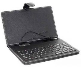 Чехол-клавиатура для планшета 7-8" КНИЖКА-подставка на передвижном креплении черная, microUSB Цена