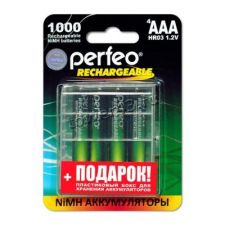 Аккумуляторы LR3/ААА 1000mAh Perfeo, 1.2V, 4 шт +пластиковый BOX Купить