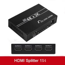 Разветвитель (сплиттер) HDMI сигнала с усилителем 1xHDMI -> 4xHDMI металл, индикация, черный Купить