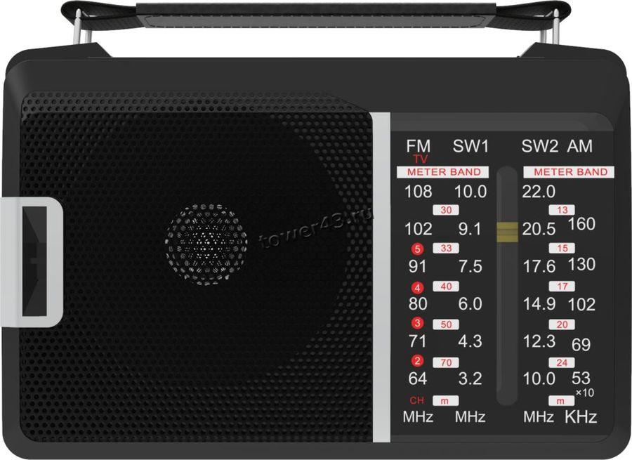 Радиоприемник RITMIX RPR-190, 4 диапазона, питание от сети или батареек, черный