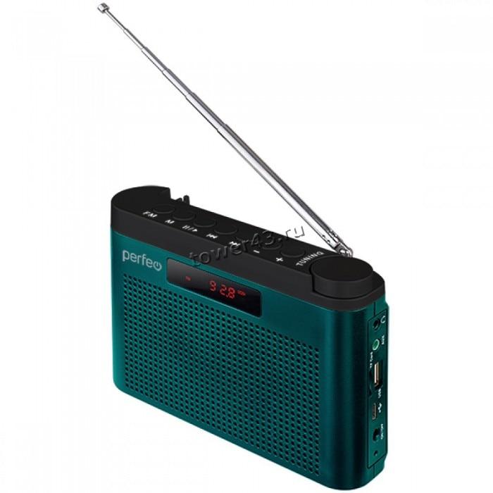 Радиоприемник Perfeo ТАЙГА USB /microSD /УКВ+FM /дисплей /AUX /аккумулятор 18650 /2х40мм 6Вт /сабвуф