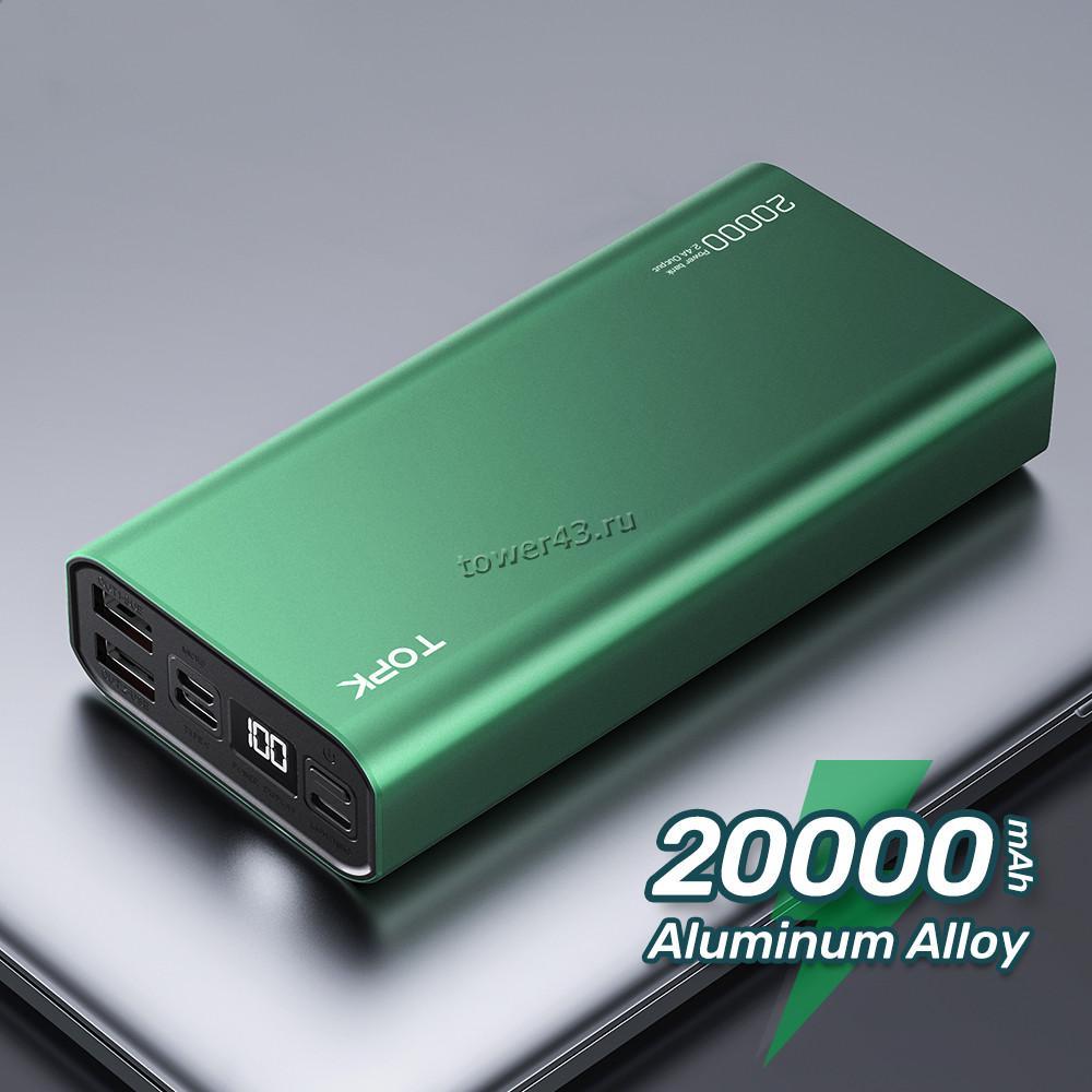 Внешний мобильный аккумулятор TORK I2006P 20000mAh, дисплей, 20Вт, быстрая зарядка PD+QC3, металл