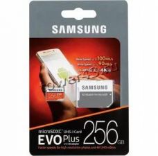Память microSDXC 256Gb class10 Samsung EVO Plus, UHS-I U3 4К 100Mb/s с адаптером Retail Цена