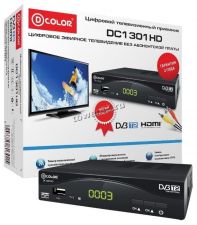 Цифровой ТВ-ресивер DVB-T2 D-Color DC1301HD HDMI, USB, кнопки, дисплей Купить