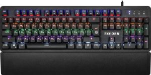 Клавиатура DEFENDER REBORN механическая игровая 104кн, радужная подсветка, подставка, шнур 1,5м Купить