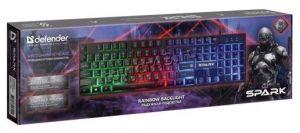 Клавиатура Defender SPARK GK-300L чёрная, RGB-подсветка, 19 Anti-Ghost, влагоустойчивая, USB Купить