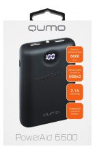 Внешний мобильный аккумулятор Qumo PowerAid (V2) 6600mAh 1A+2A, круглыйцифровой  дисплей Купить