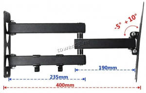 Кронштейн YT-X400, наклоно-поворотный, 14-55", до 20 кг, до 400х400мм Цена