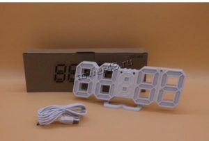 Часы-будильник 3D электронные белый корпус / белая подсветка (23x8x2см) Купить